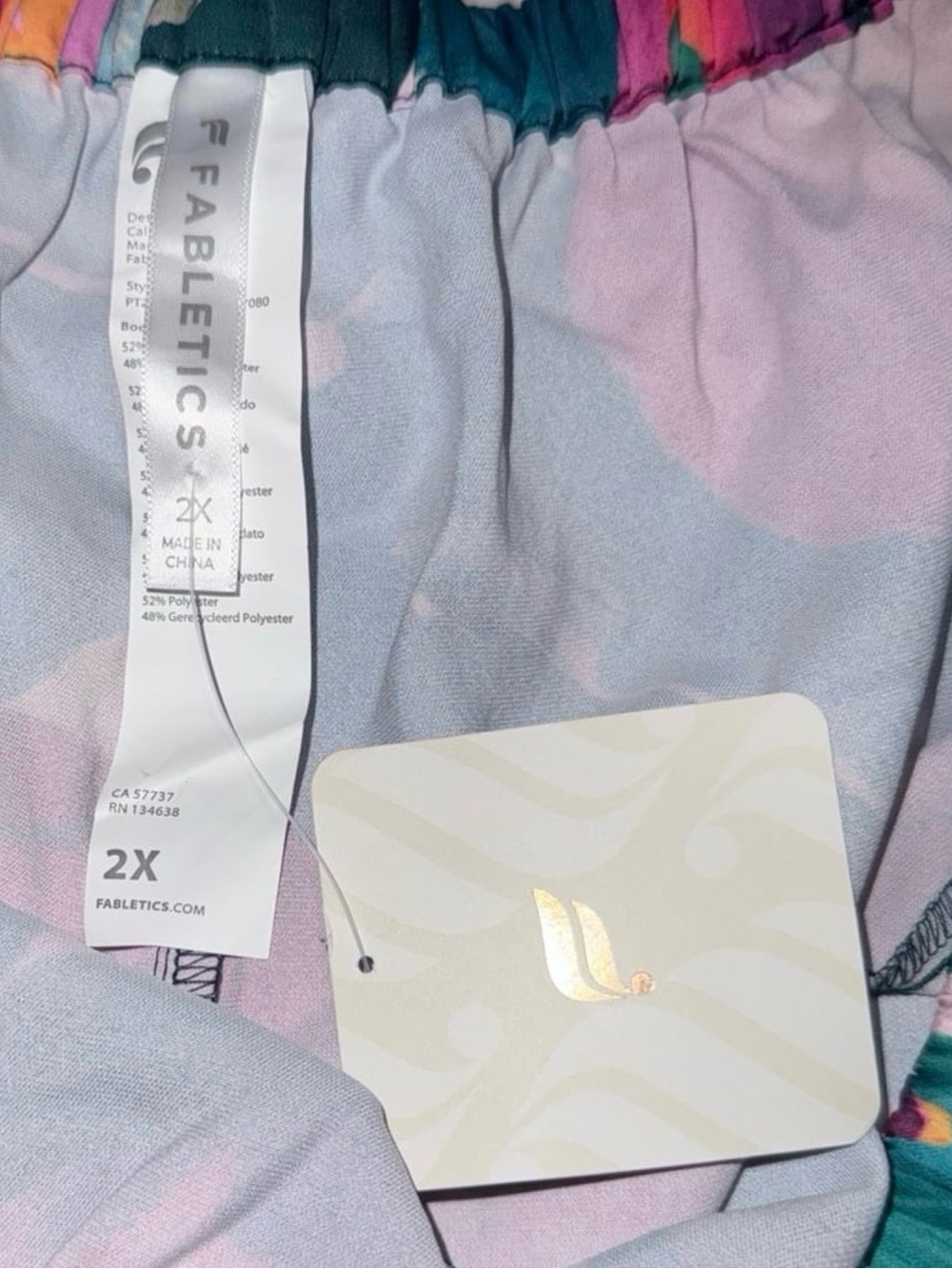 Fabletics Teal & Pink Floral Wide-Leg Sleepwear/lounging pants Sz 2XL NWT - Picture 5 of 6
